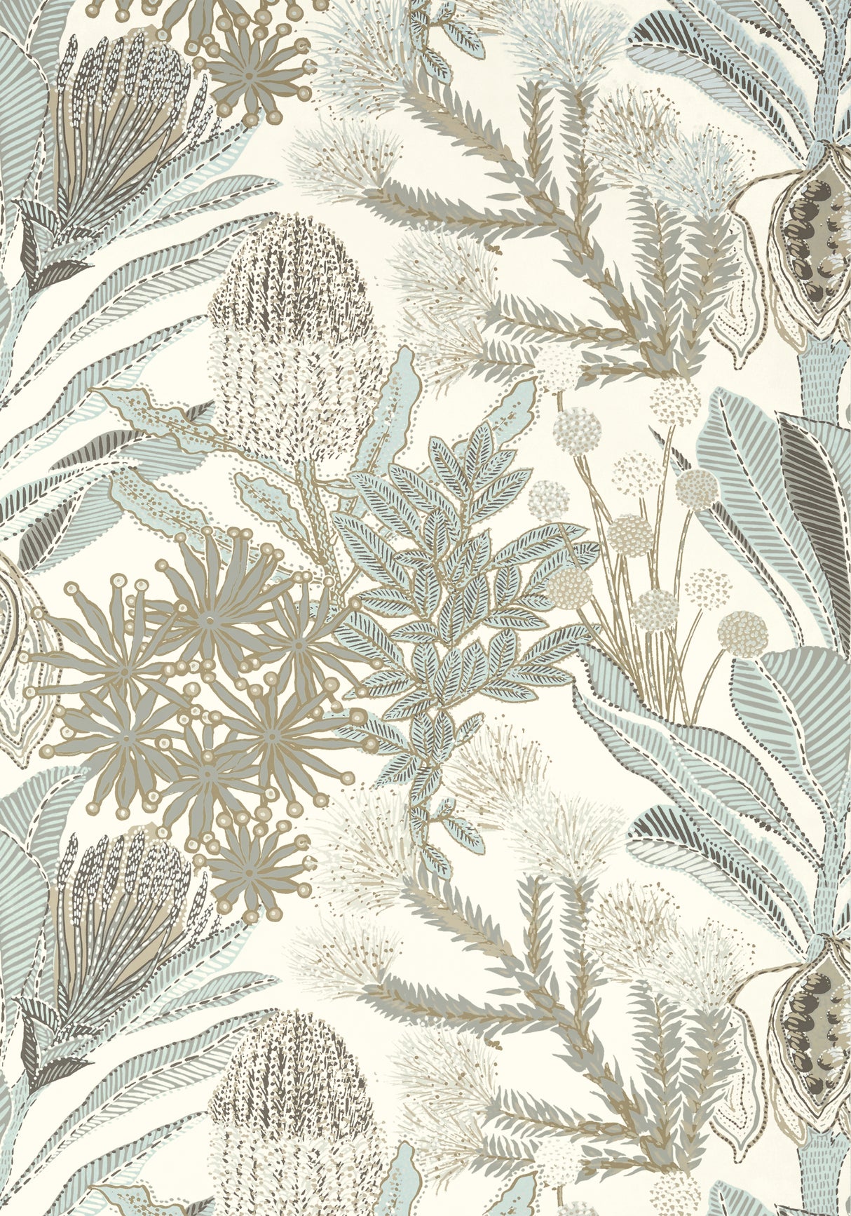 Thibaut T13924 PROTEA Neutral and Spa Blue Wallpaper