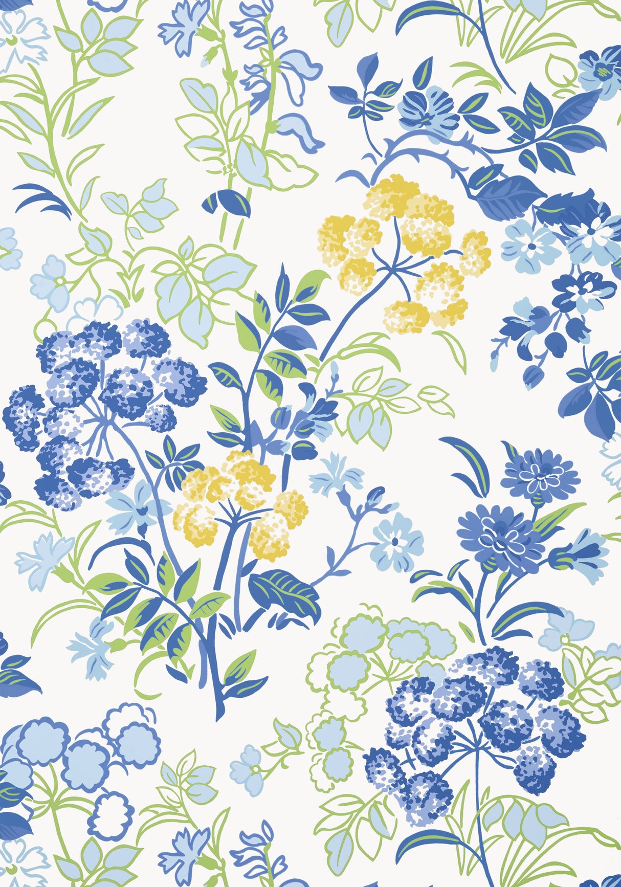 Thibaut T14336 SPRING GARDEN Blue and White Wallpaper