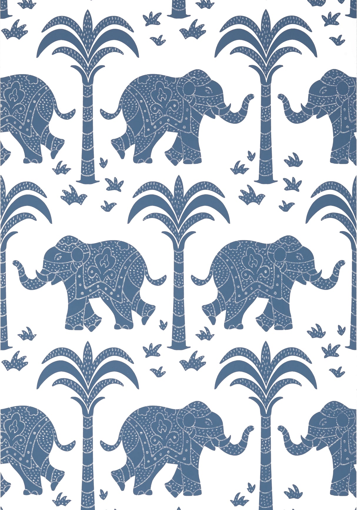 Thibaut T16200 ELEPHANT Navy Wallpaper