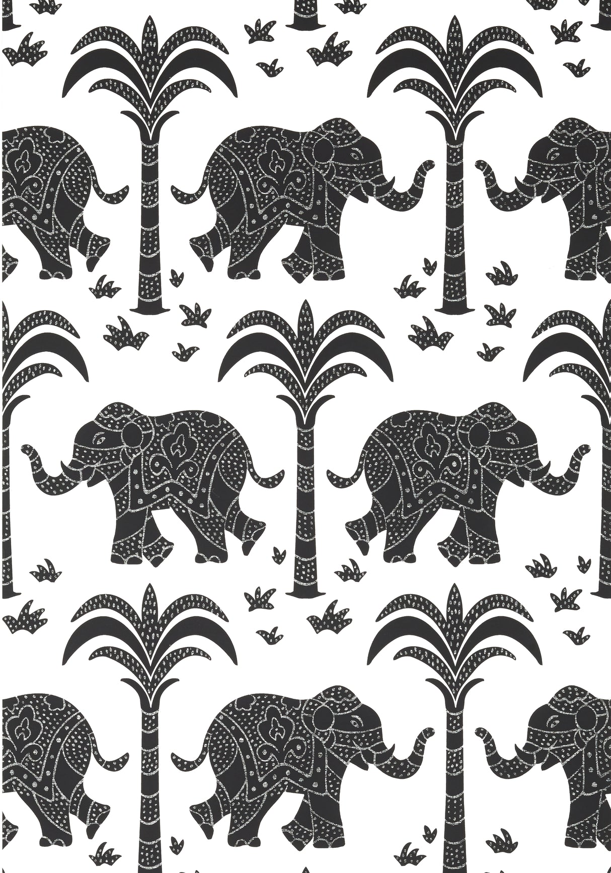 Thibaut T16202 ELEPHANT Black Wallpaper