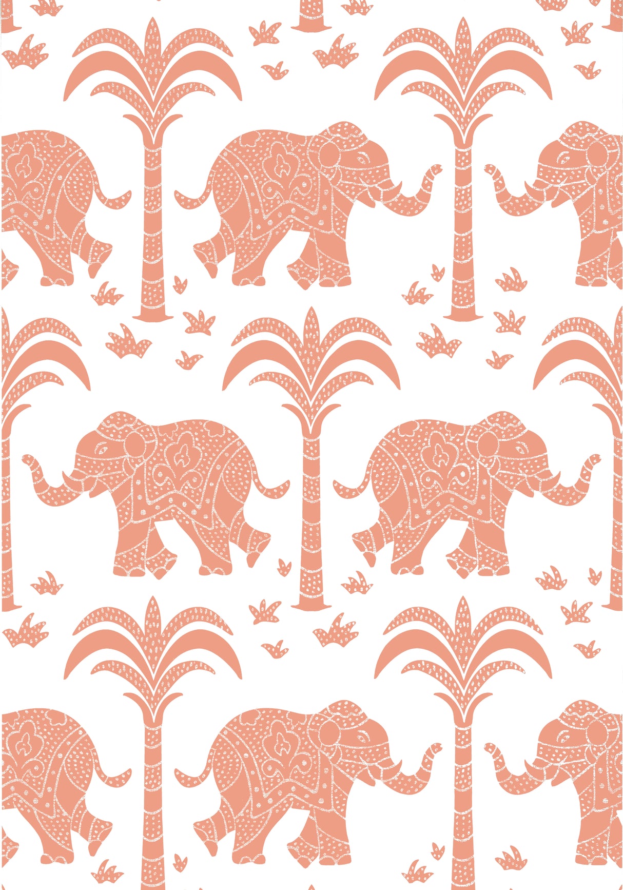 Thibaut T16203 ELEPHANT Coral Wallpaper
