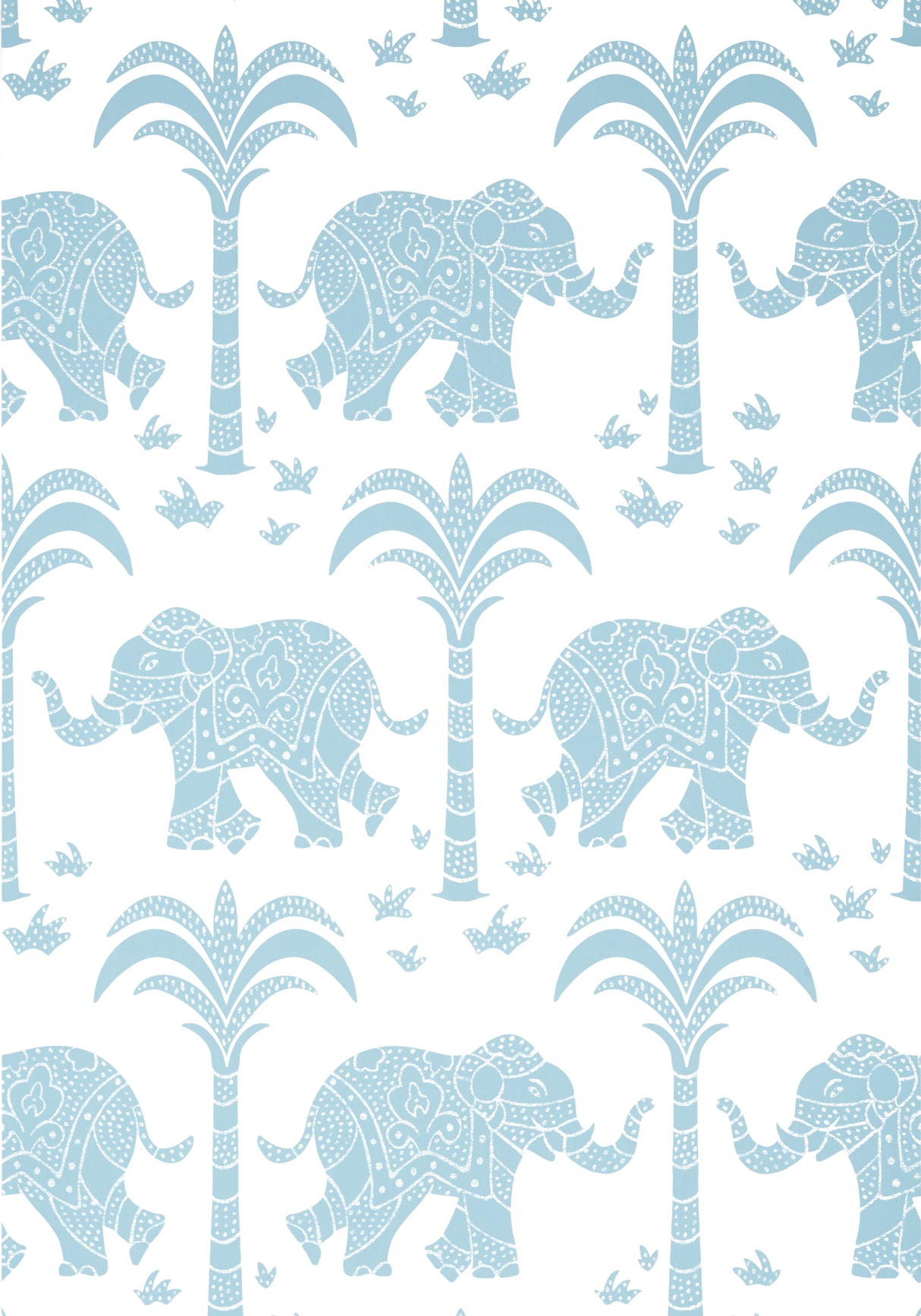 Thibaut T16204 ELEPHANT French Blue Wallpaper
