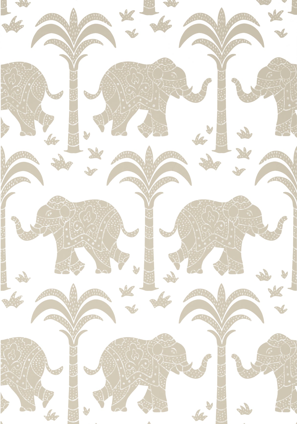 Thibaut T16205 ELEPHANT Beige Wallpaper