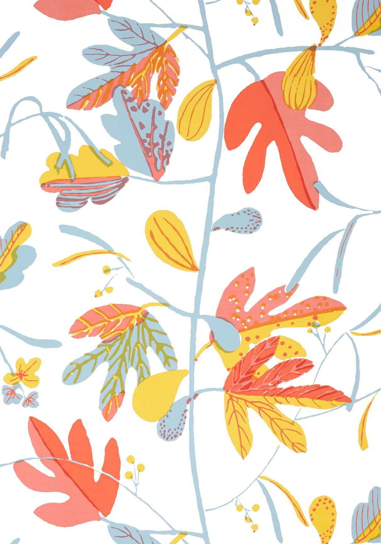 Thibaut T16206 MATISSE LEAF Coral and Yellow Wallpaper
