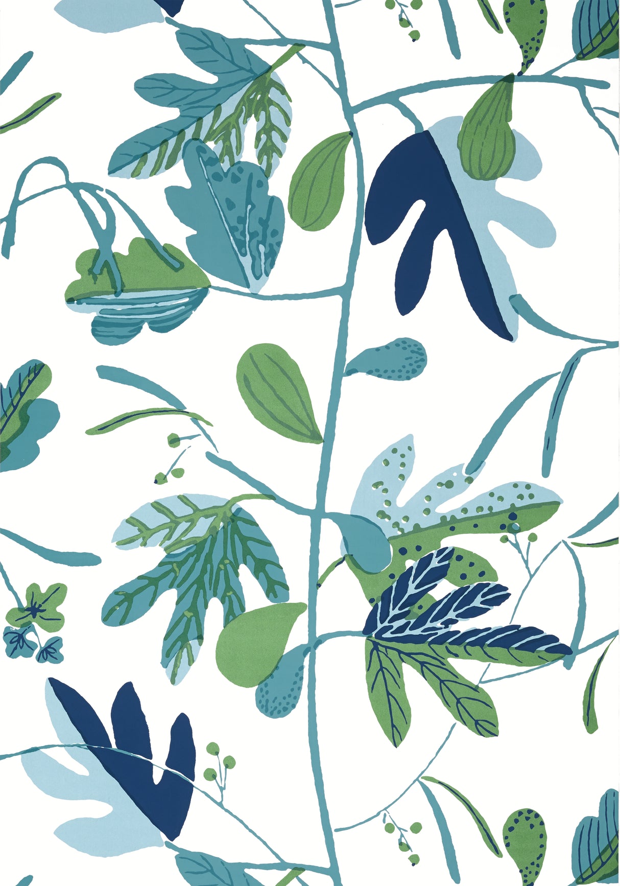 Thibaut T16209 MATISSE LEAF Green and Blue Wallpaper