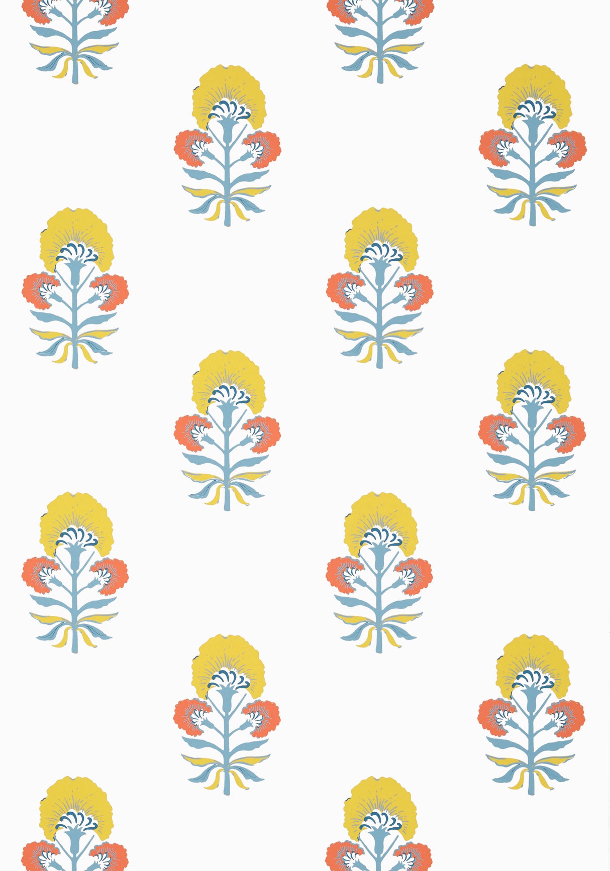 Thibaut T16212 TYBEE BUD Coral and Yellow Wallpaper