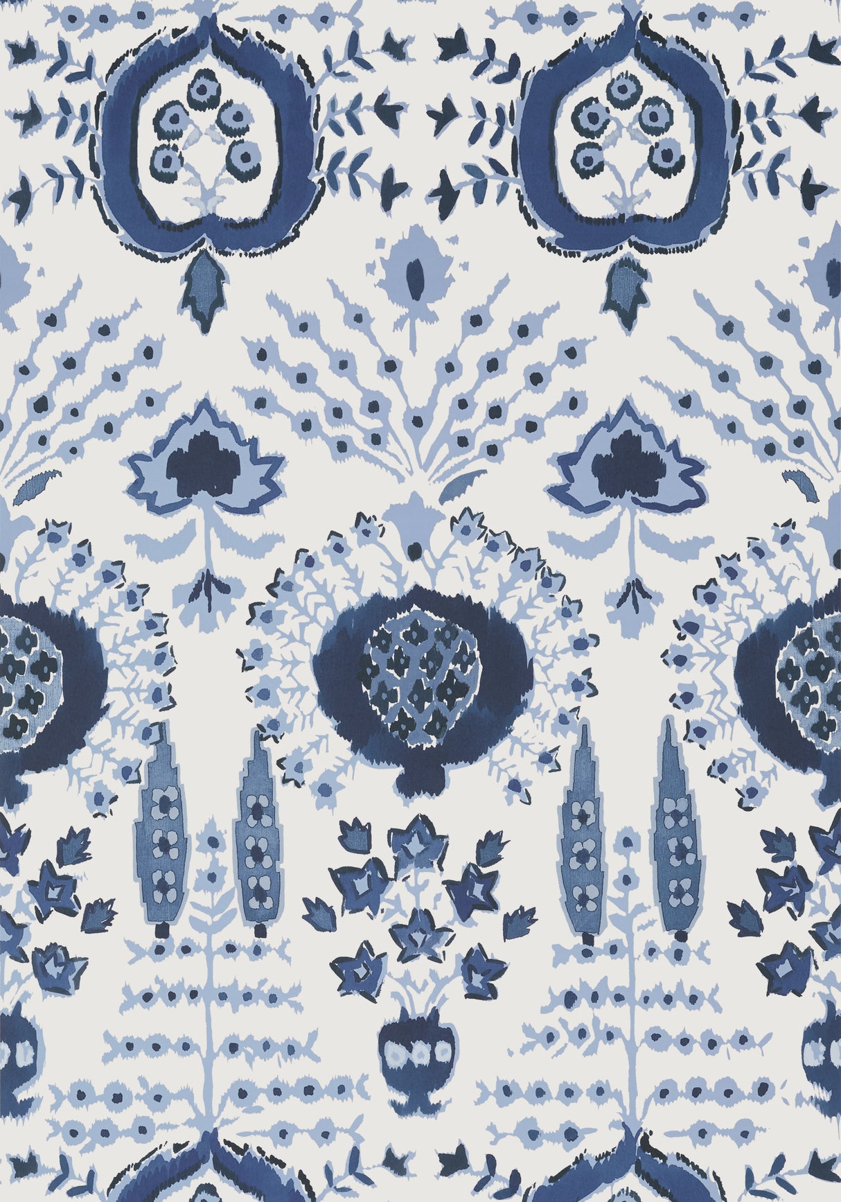Thibaut T16239 MENDOZA SUZANI Blue and White Wallpaper