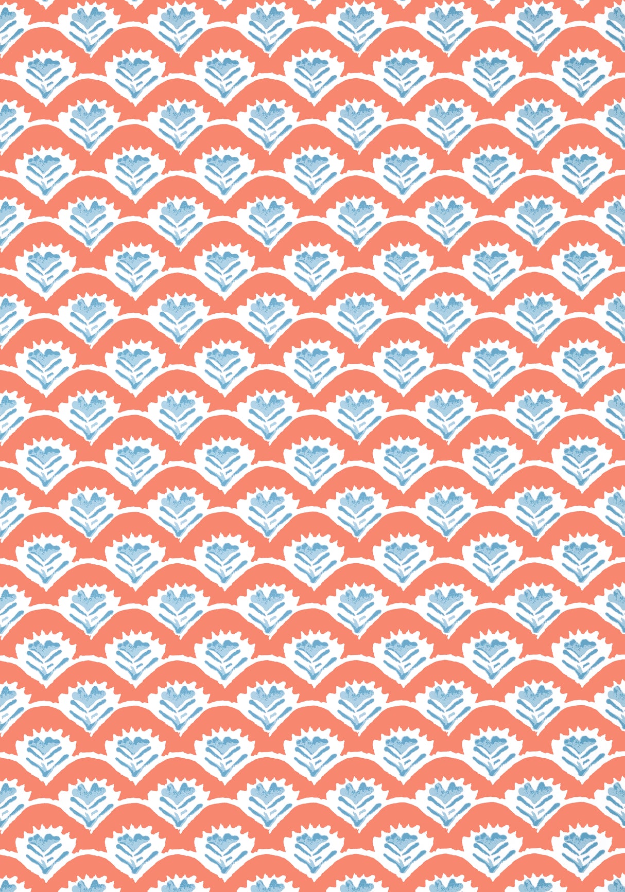 Thibaut T16254 EMILY Coral and Blue Wallpaper