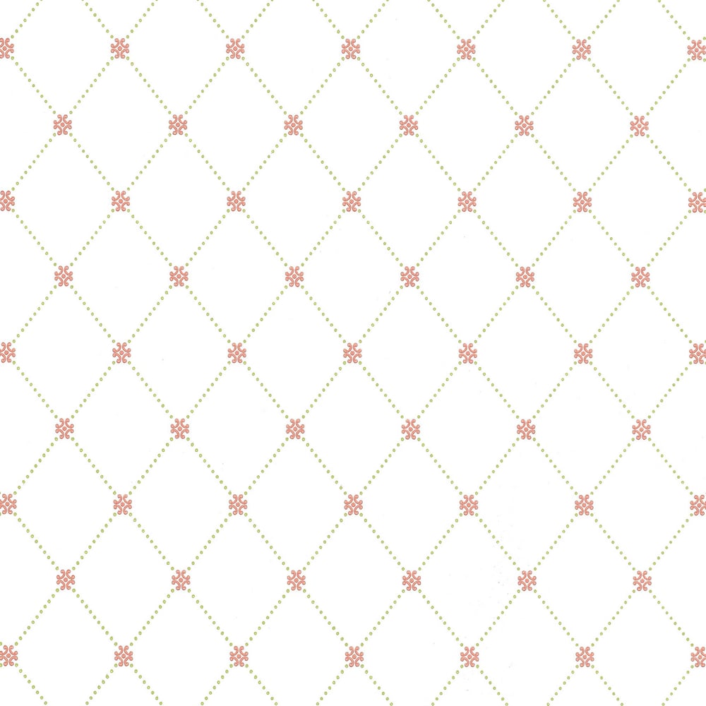 Thibaut T1846 WILTON TRELLIS Pink and Green Wallpaper