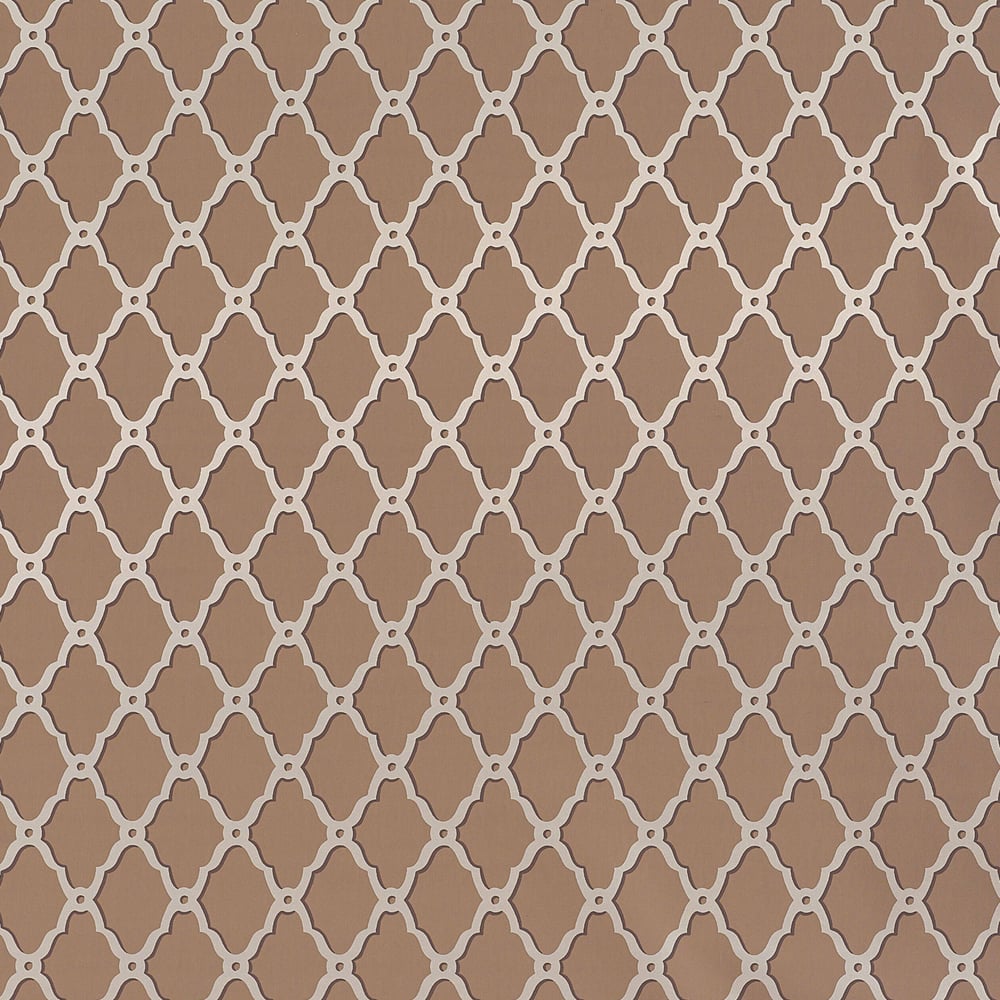 Thibaut T1863 ROTHBURY TRELLIS Metallic on Cocoa Wallpaper