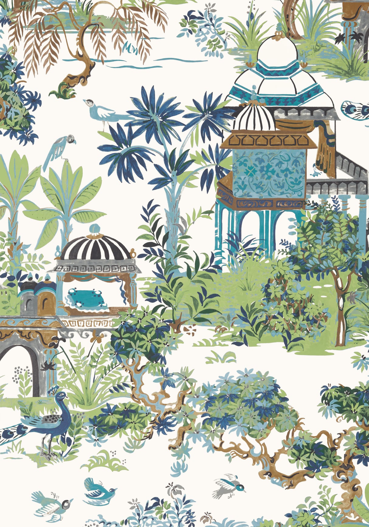 Thibaut T20820 MYSTIC GARDEN Blue and Green Wallpaper