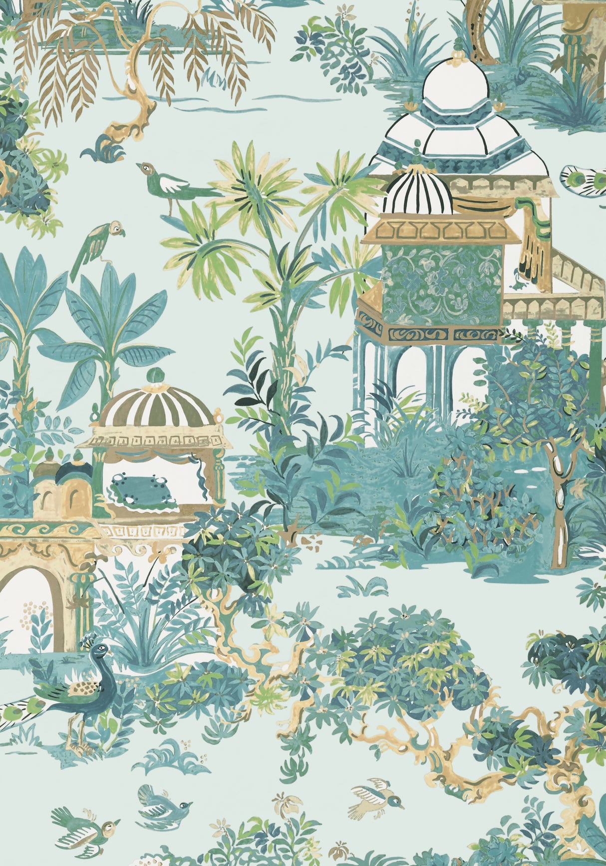 Thibaut T20826 MYSTIC GARDEN Spa Blue Wallpaper