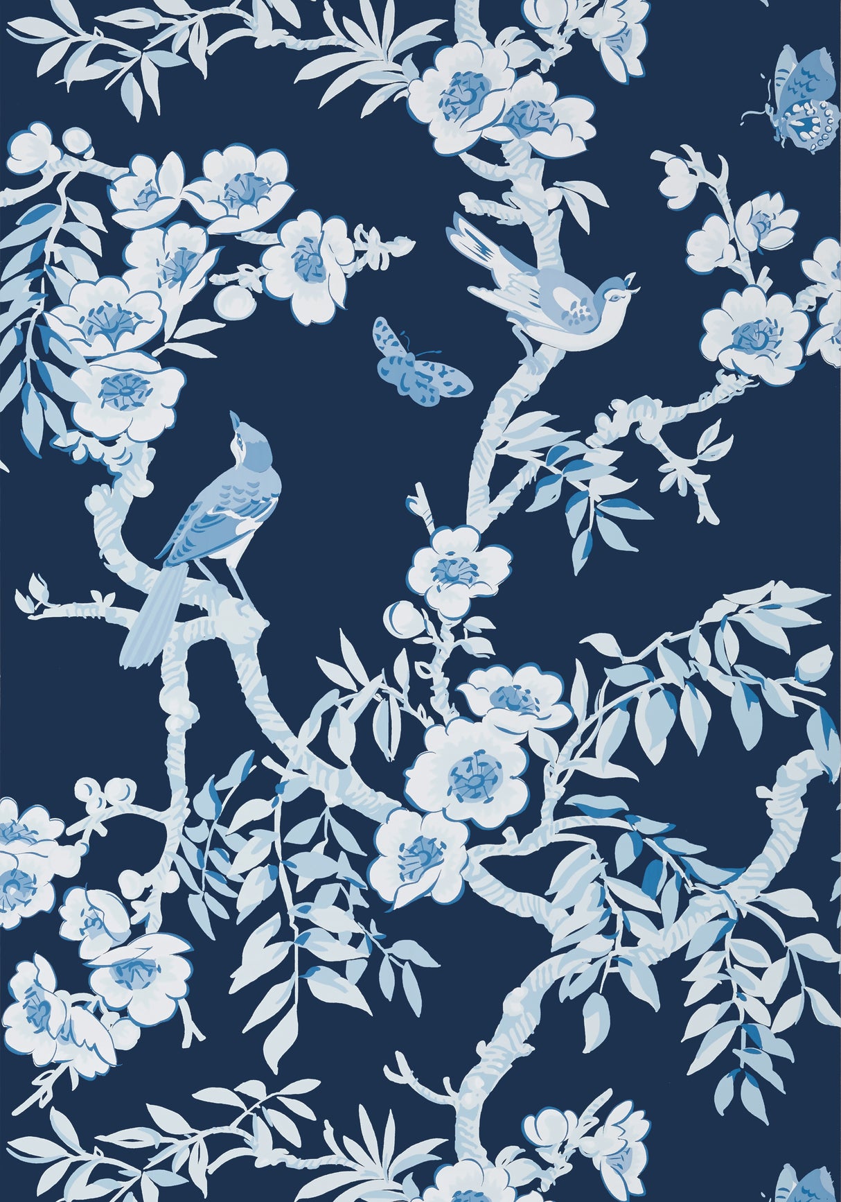 Thibaut T20844 YUKIO Navy and White Wallpaper
