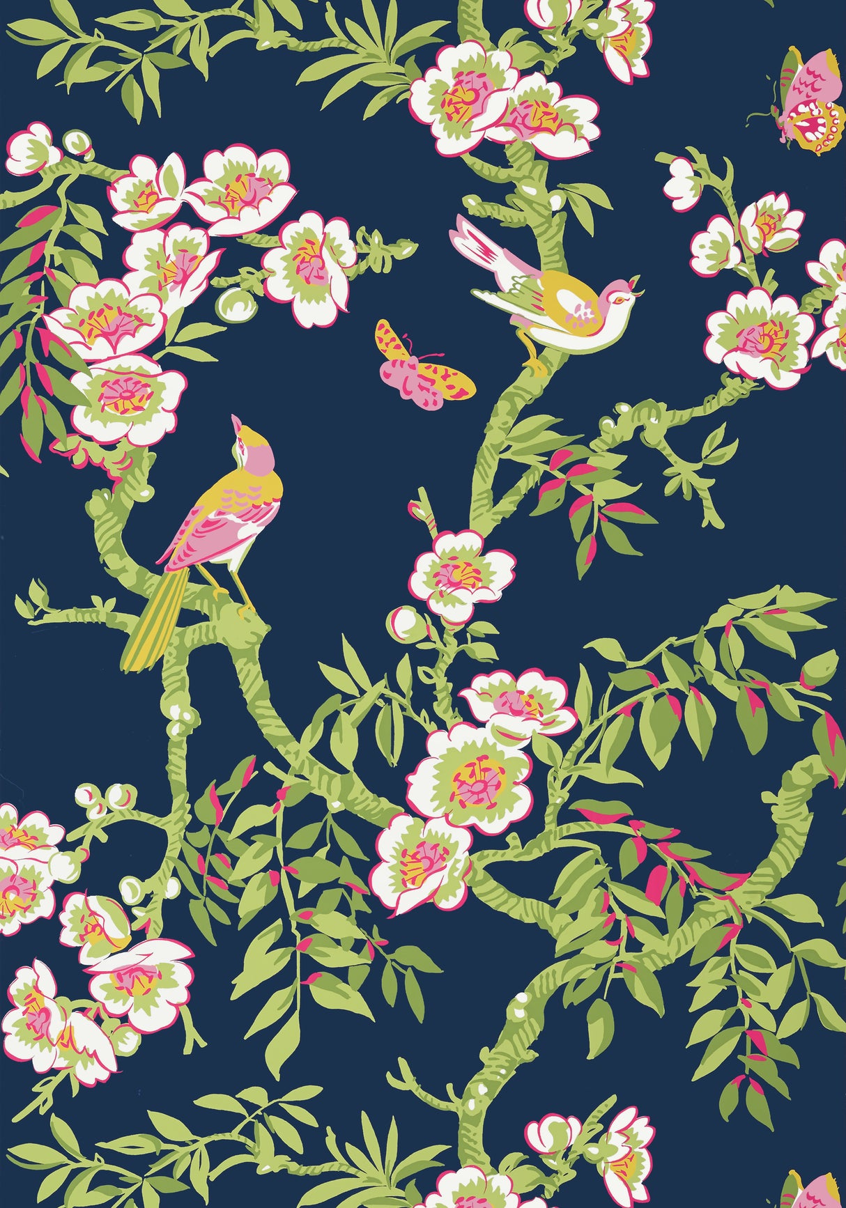 Thibaut T20846 YUKIO Navy and Pink Wallpaper