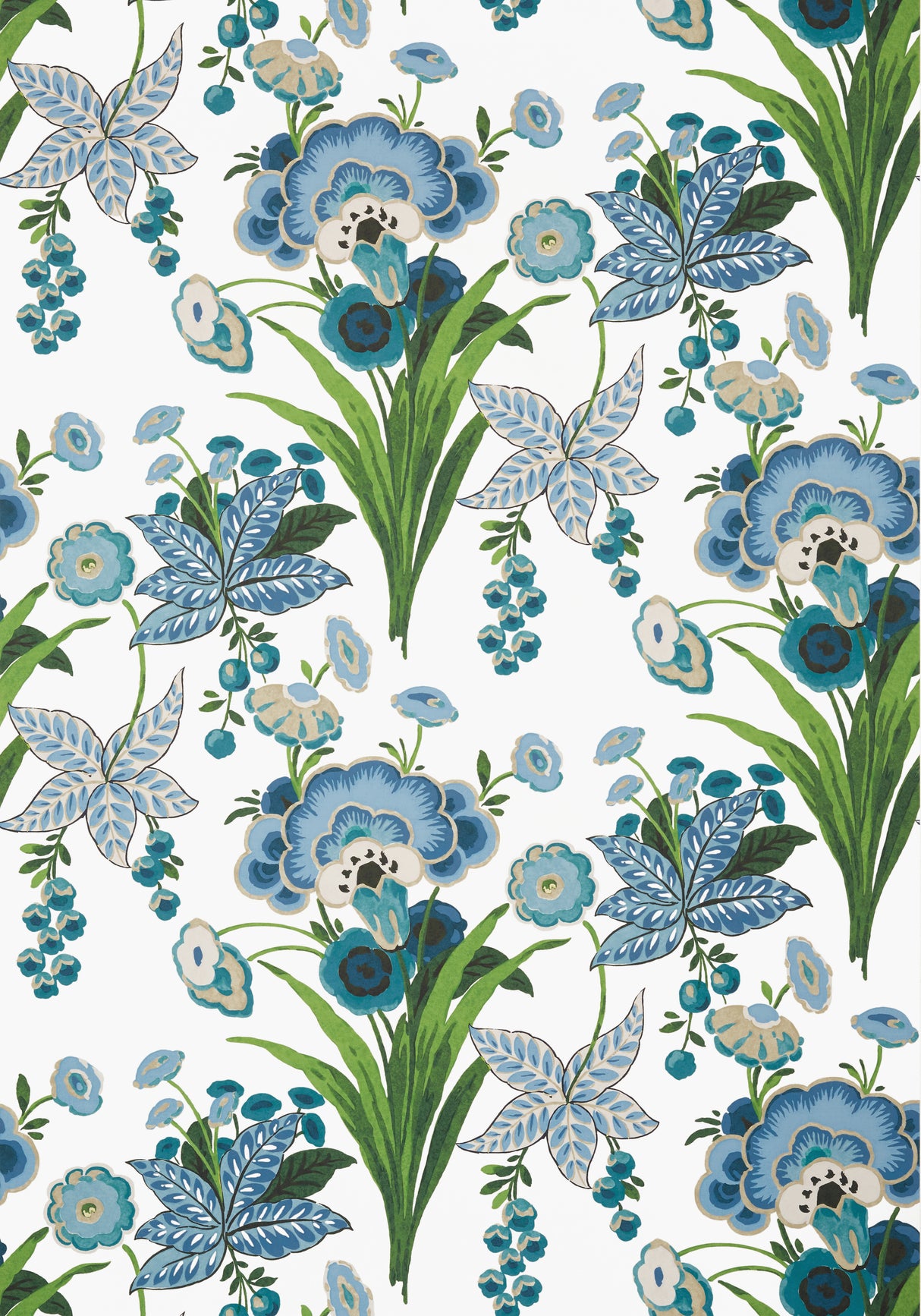 Thibaut T20851 PASADENA Blue and Green Wallpaper