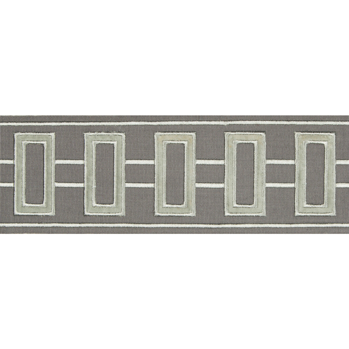 KRAVET DESIGN T30769.11.0 GRID LOCK STEEL GREY TRIM - Eade's Wallpaper