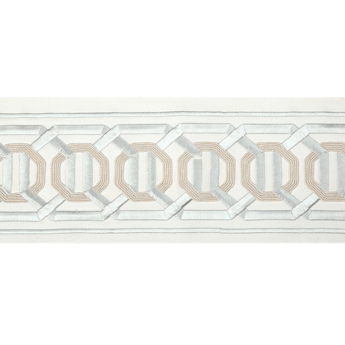 KRAVET COUTURE T30841.11.0 OCTAGON WIDE TAPE SILVER TRIM - Eade's Wallpaper