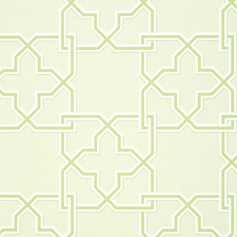 Thibaut T35126 PIERSON Green on Beige Wallpaper