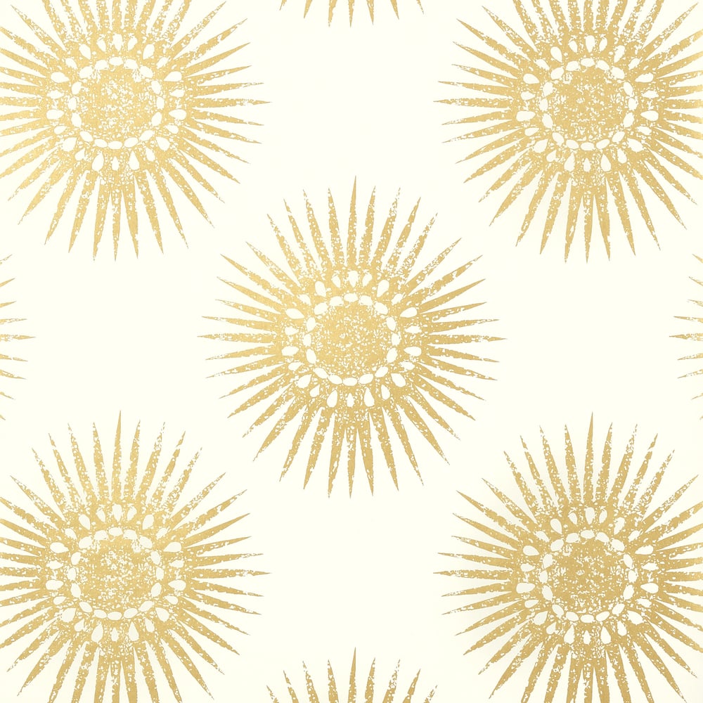 Thibaut T35143 BAHIA Metallic Gold on Cream Wallpaper