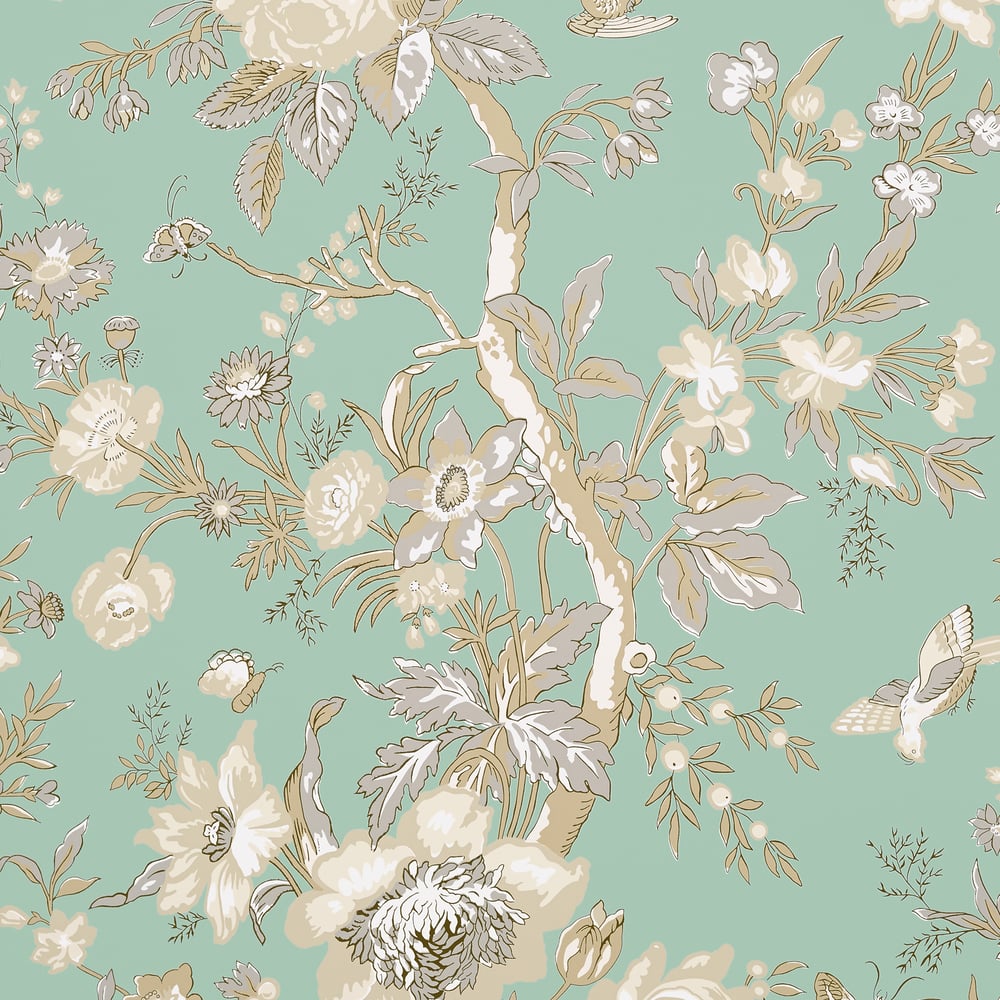 Thibaut T36130 NEMOUR Aqua Wallpaper
