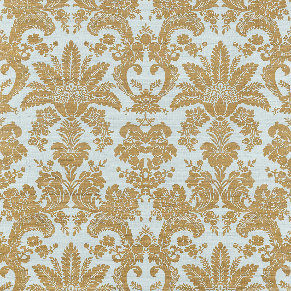 Thibaut T3629 WEST INDIES DAMASK Metallic Gold on Aqua Wallpaper