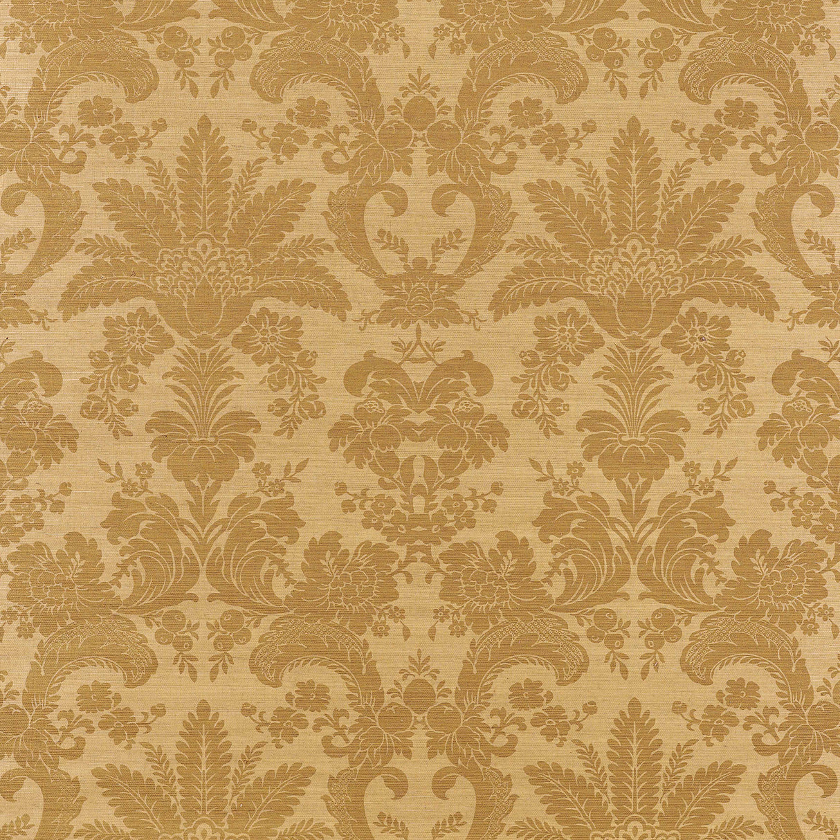 Thibaut T3630 WEST INDIES DAMASK Metallic Gold on Camel Wallpaper