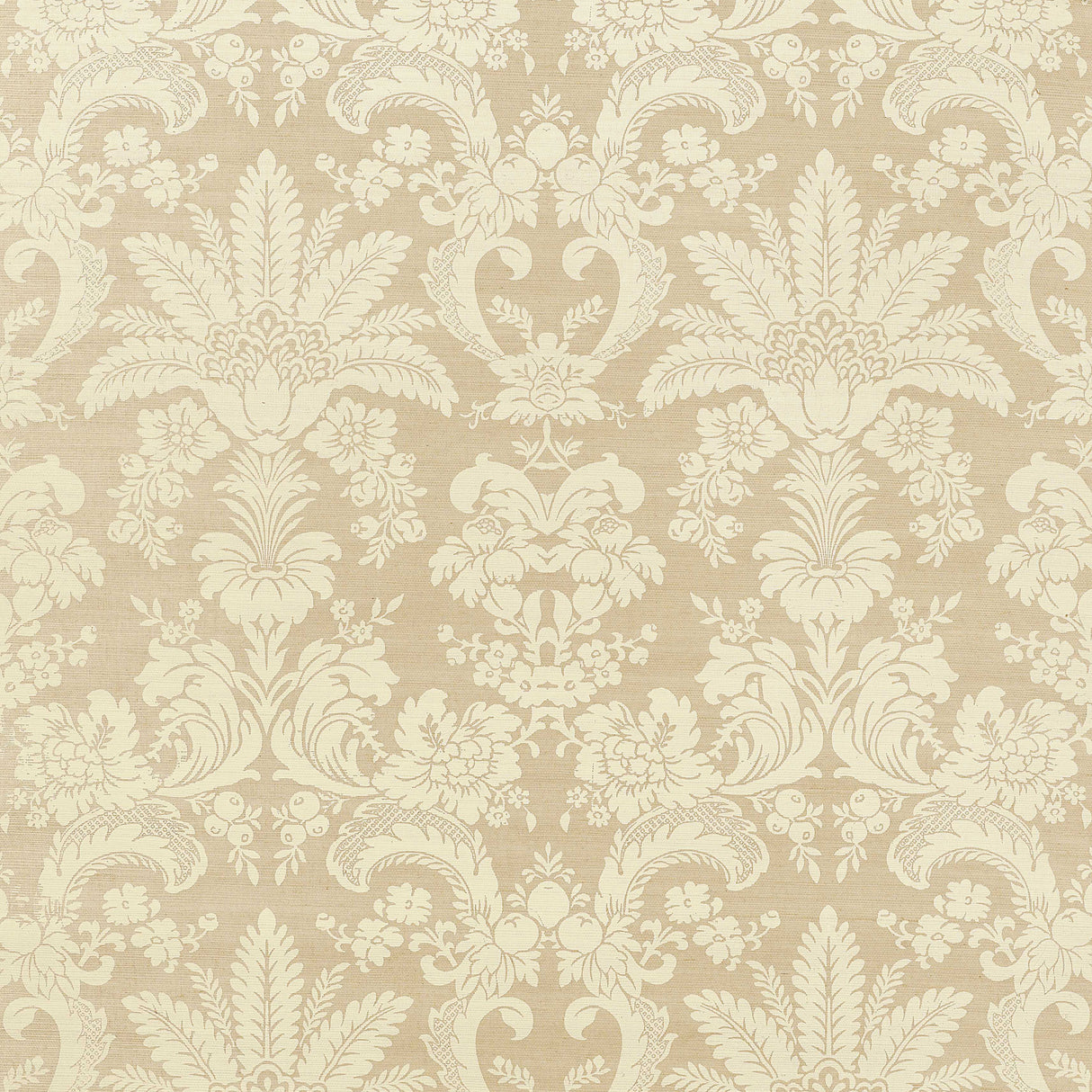 Thibaut T3632 WEST INDIES DAMASK Cream on Beige Wallpaper