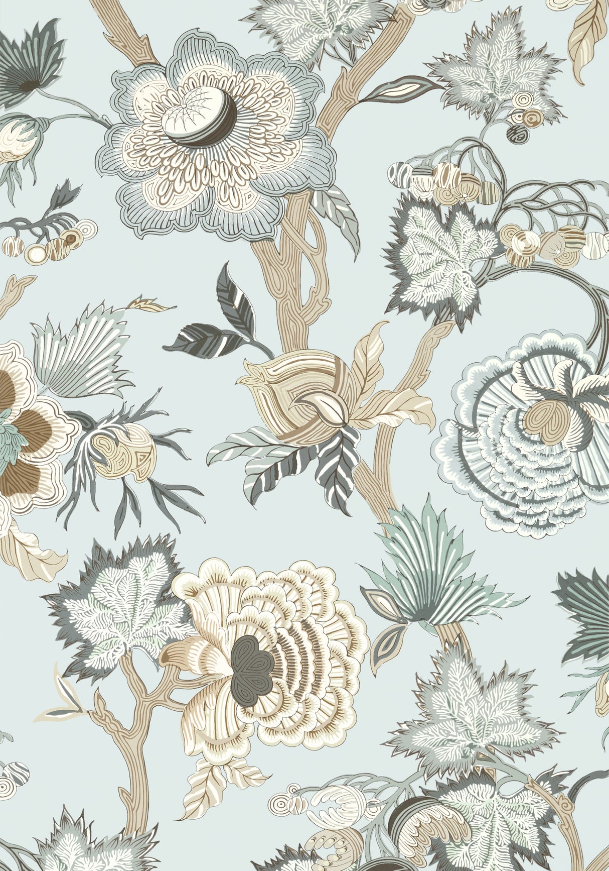 Thibaut T36420 INDIENNE JACOBEAN Robin's Egg Wallpaper