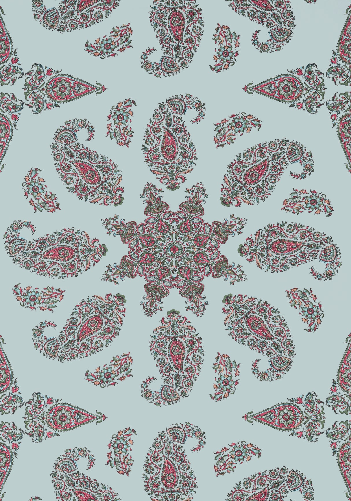Thibaut T36431 EAST INDIA Raspberry and Teal Wallpaper