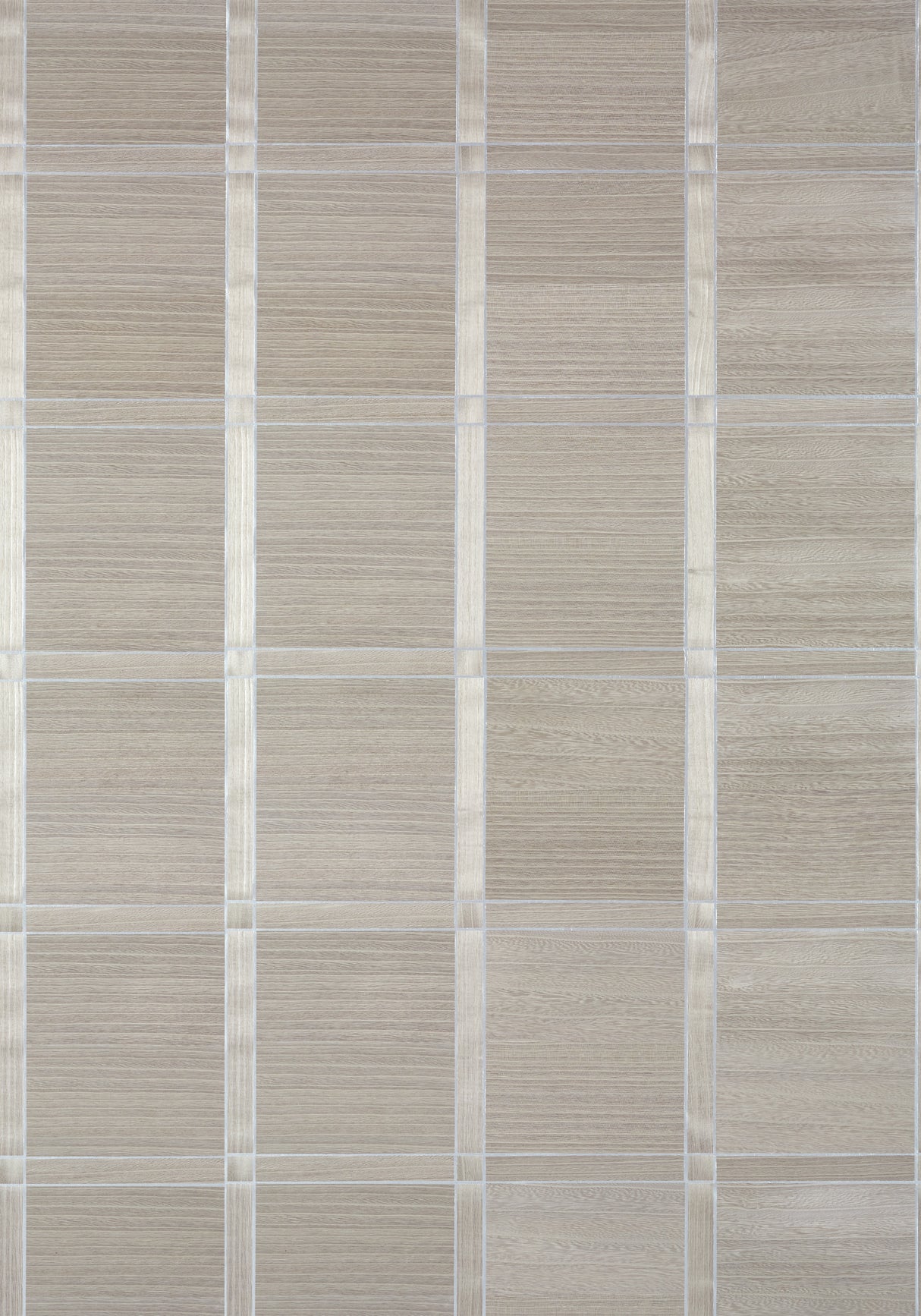 Thibaut T41003 WOOD PANEL Taupe and Metallic Silver Wallpaper