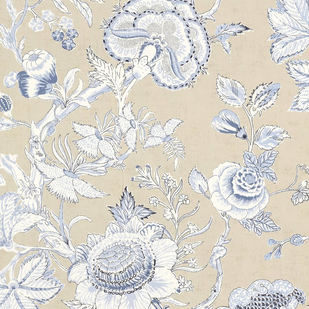 Thibaut T4146 RITTENHOUSE Blue and Tan Wallpaper