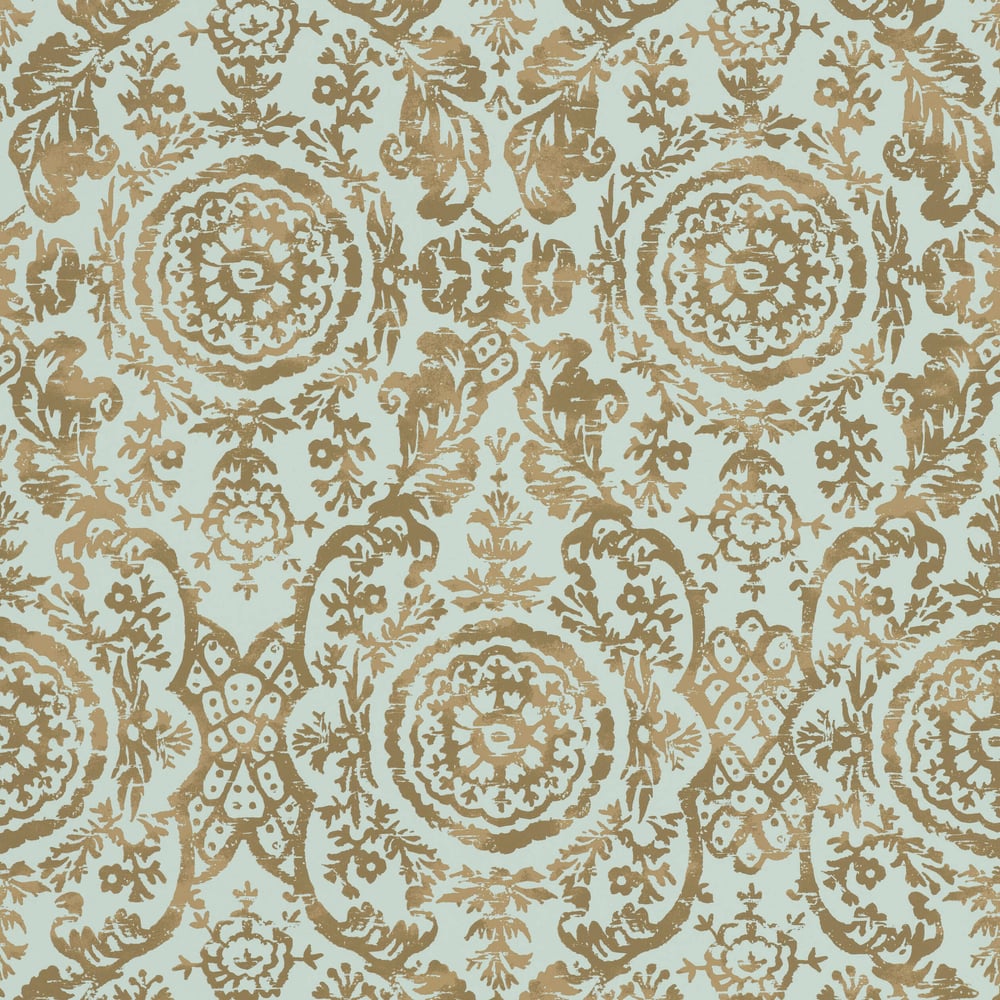 Thibaut T4153 SANSOME Aqua Wallpaper