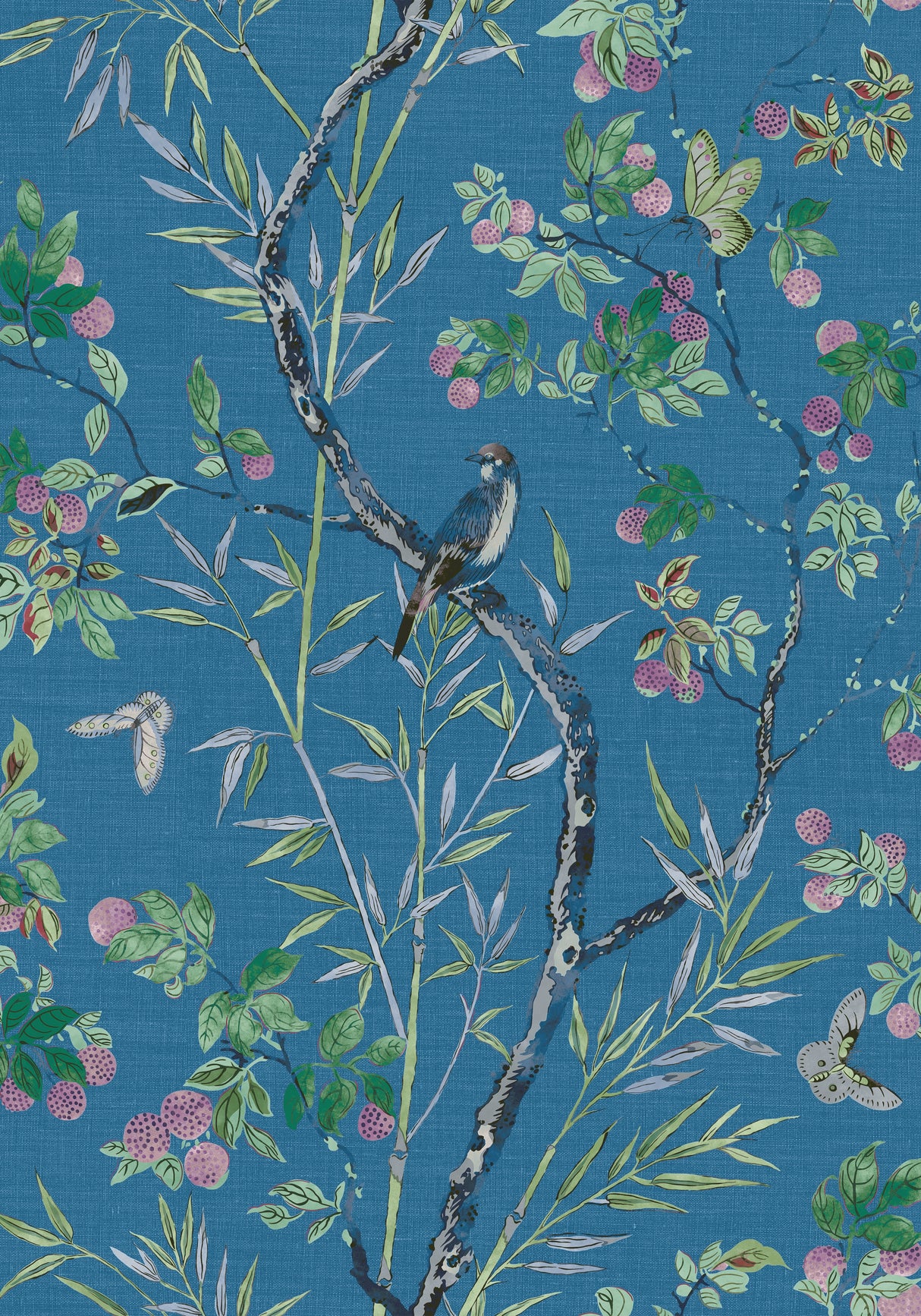 Thibaut T42008 CLAIRE Navy Wallpaper