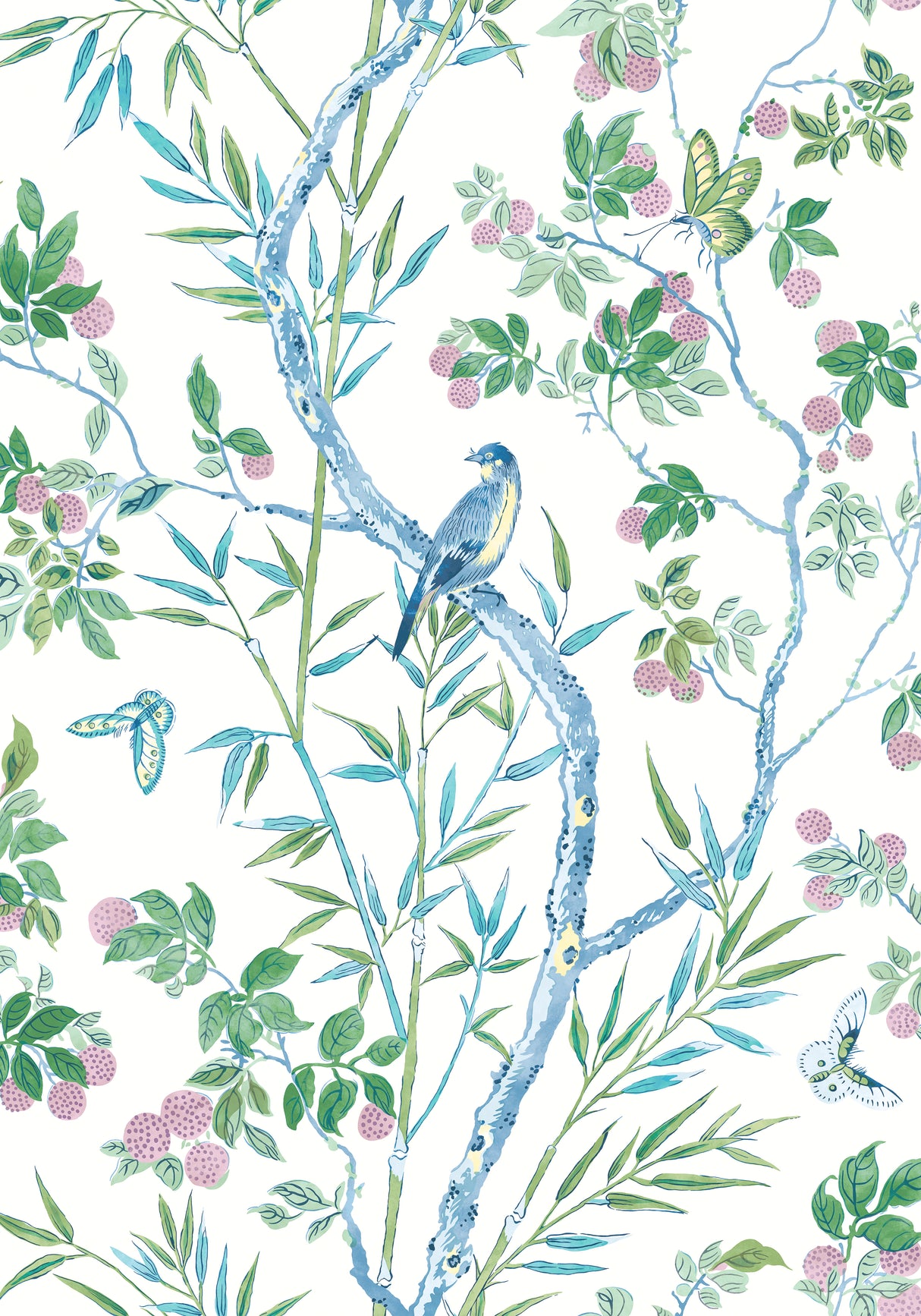 Thibaut T42014 CLAIRE Blue and Green Wallpaper