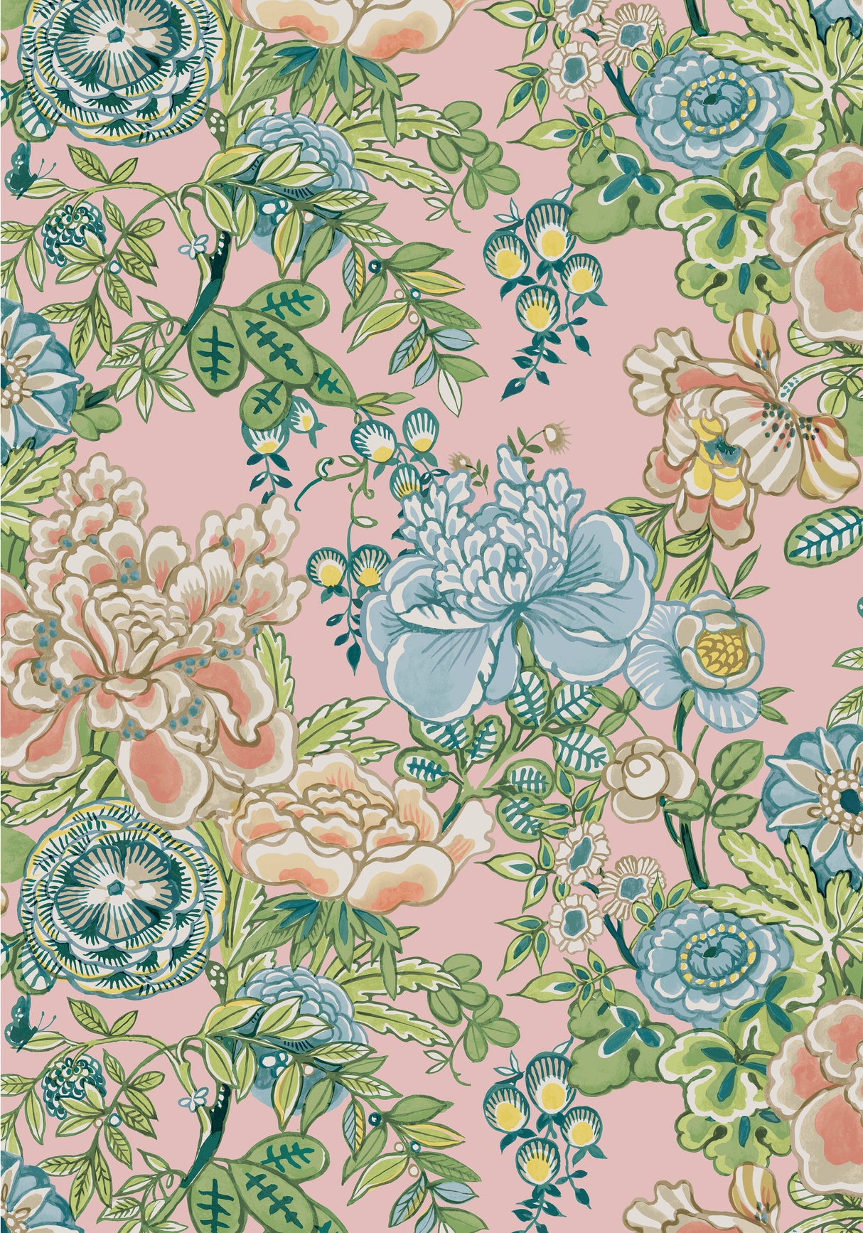 Thibaut T42016 PEONY GARDEN Blush Wallpaper