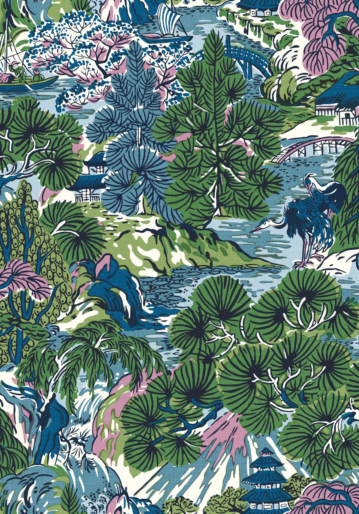 Thibaut T42024 PAGODA TREES Lavender and Blue Wallpaper