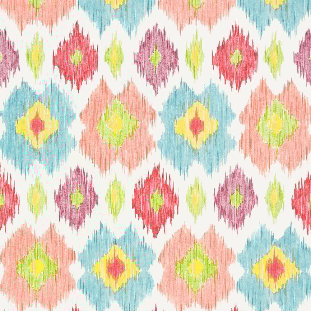 Thibaut T5730 BIMINI IKAT Pink and Turquoise Wallpaper
