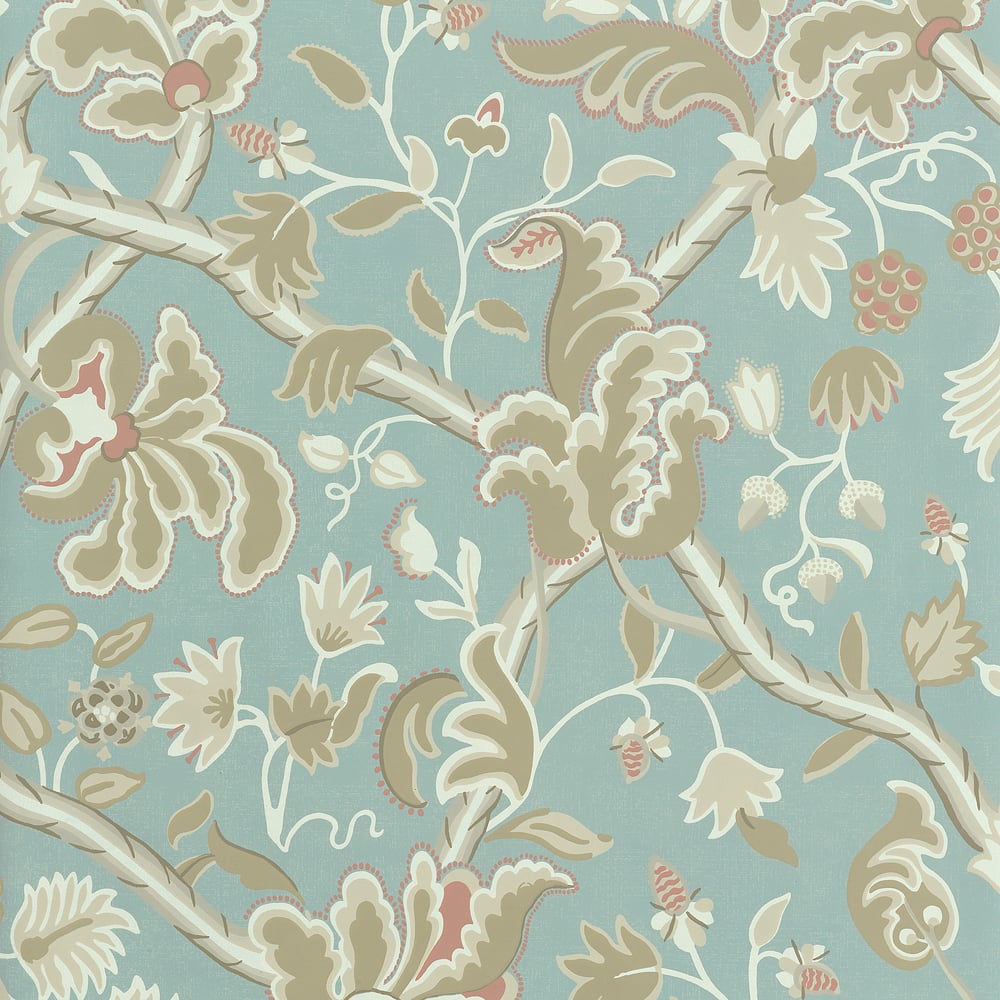 Thibaut T6035 DENMARK Aqua Wallpaper