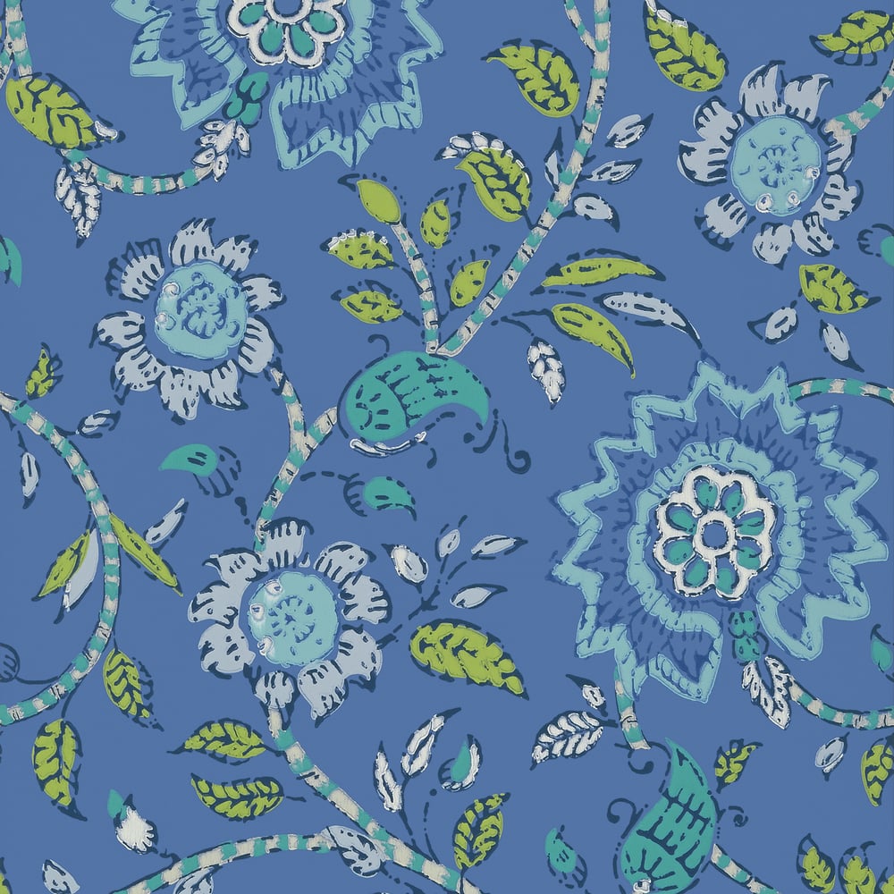 Thibaut T64109 Blue and Green Wallpaper - Caravan