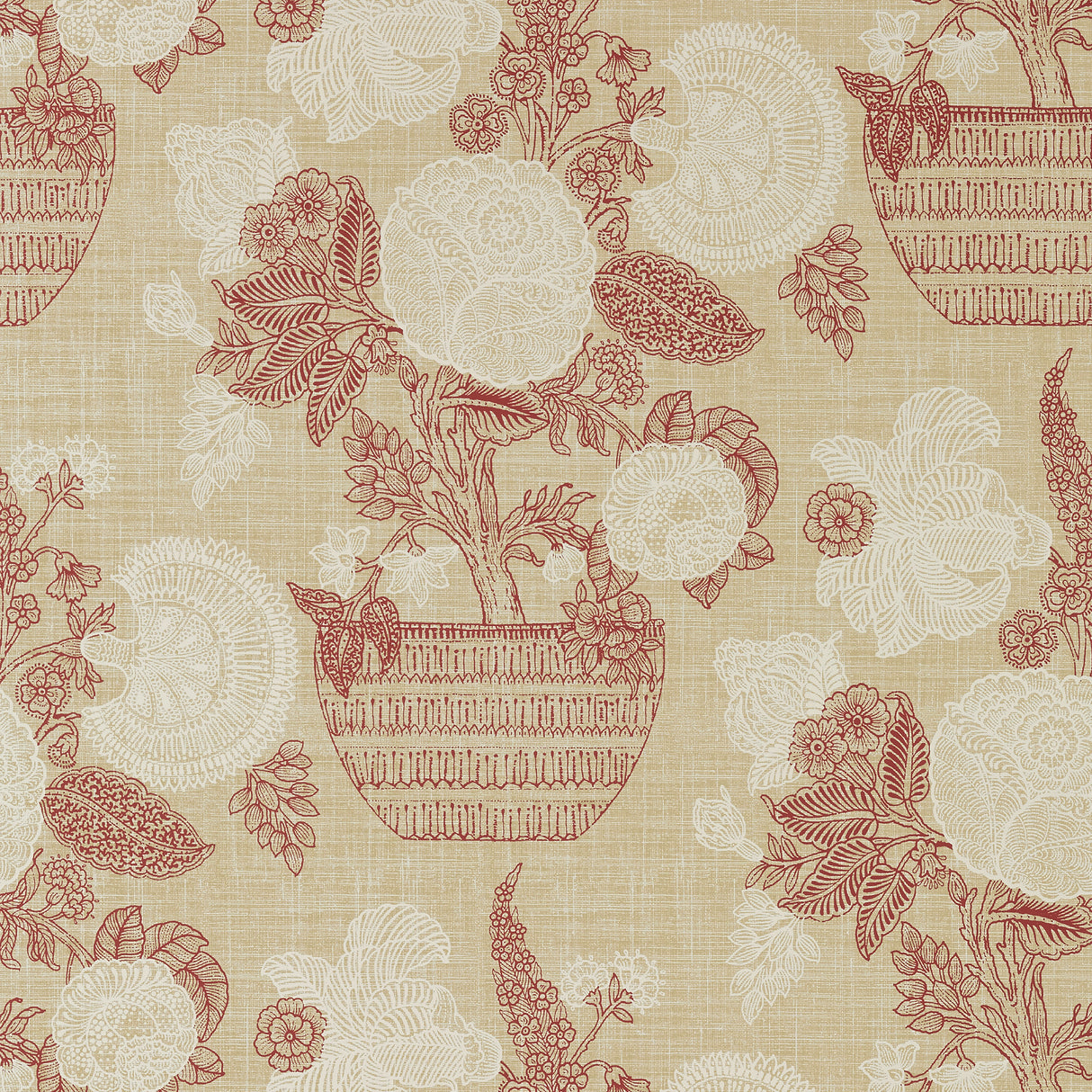 Thibaut T72590 TULLAMORE Red and Cream Wallpaper