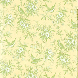 Thibaut T7334 CHELSEA MORNING TOILE Green on Yellow Wallpaper