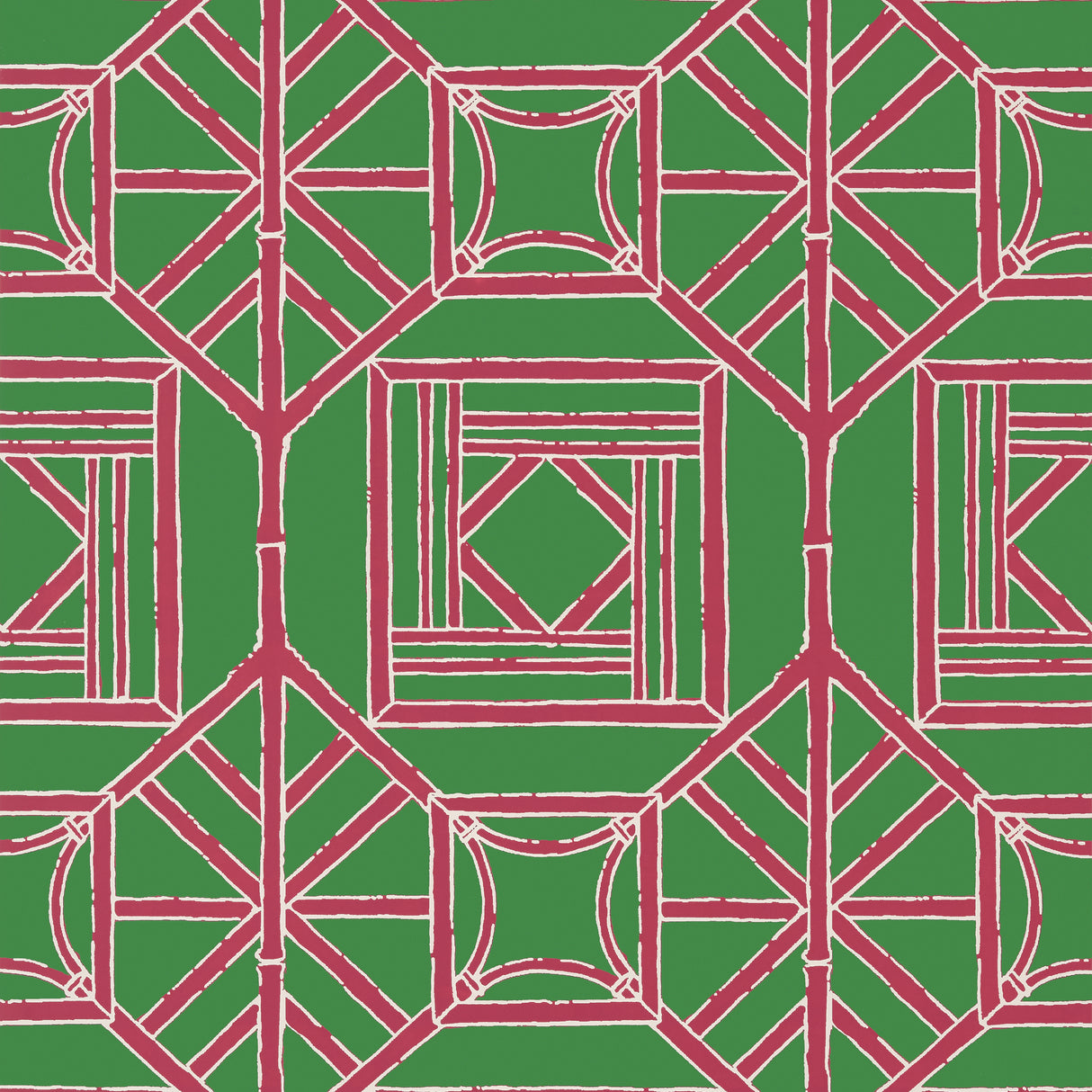 Thibaut T75517 SHOJI PANEL Green and Pink Wallpaper