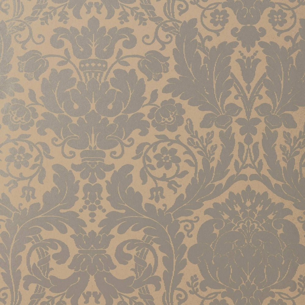 Thibaut T7630 DREXEL Silver on Taupe Wallpaper