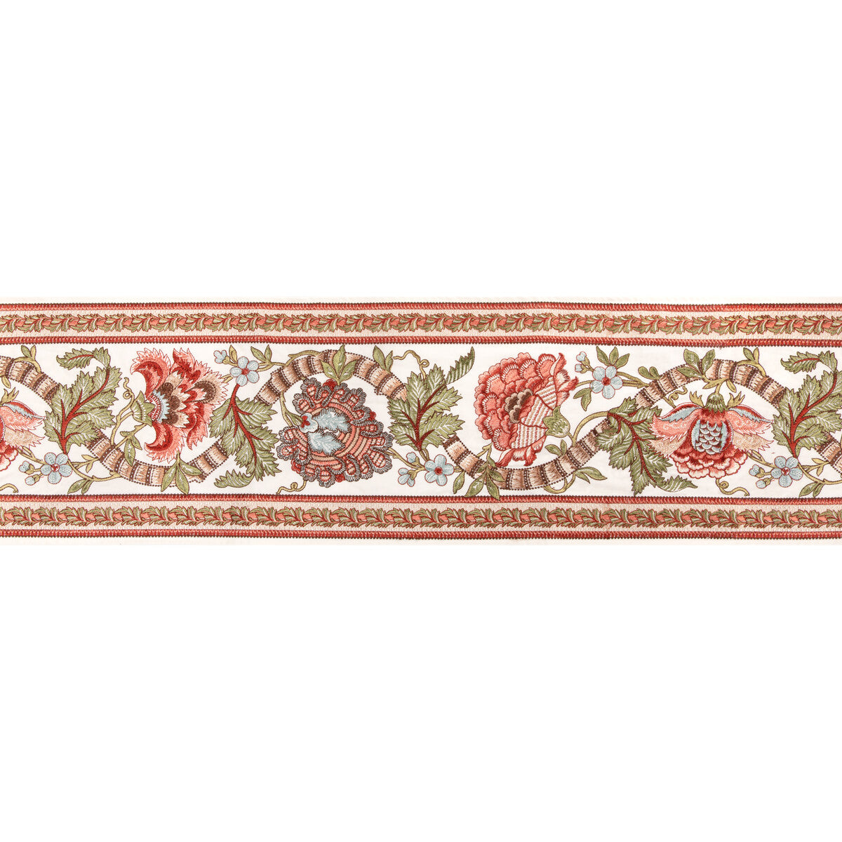 BRUNSCHWIG & FILS T8024102.324.0 LAURIS BORDER APRICOT/SAGE TRIM - Eade's Wallpaper