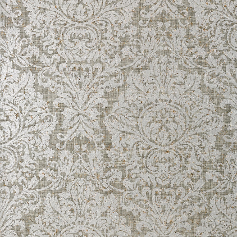 Thibaut T83035 KINGSBURY DAMASK Metallic Silver Wallpaper