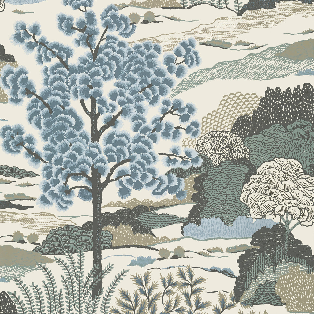 Thibaut T85043 DAINTREE Aqua Wallpaper