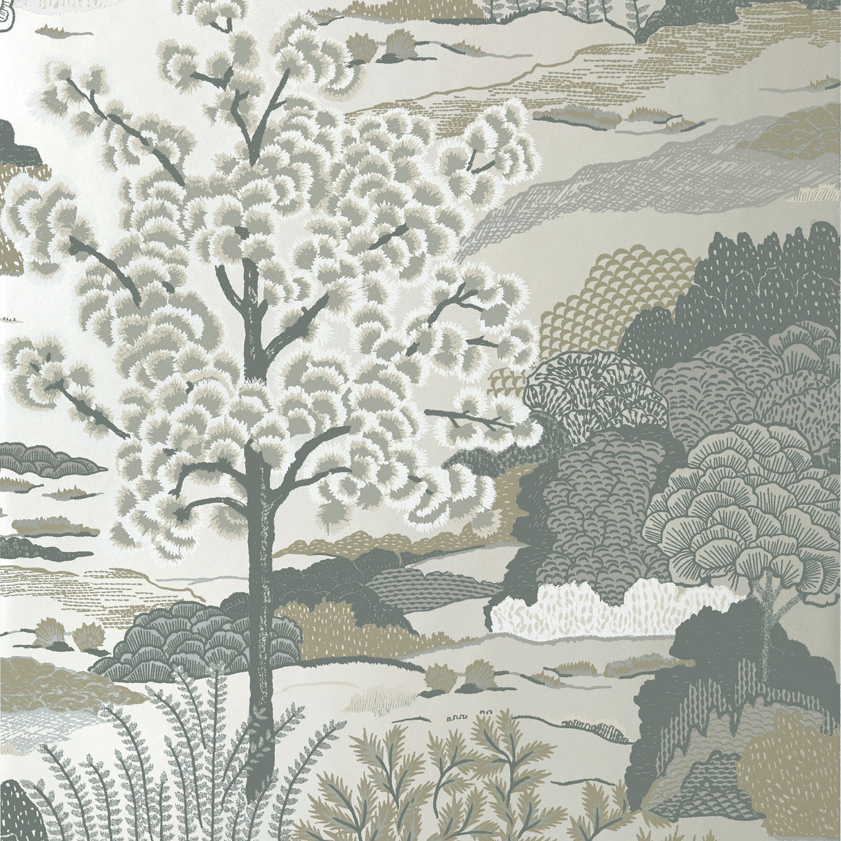Thibaut T85045 DAINTREE Pearl Wallpaper