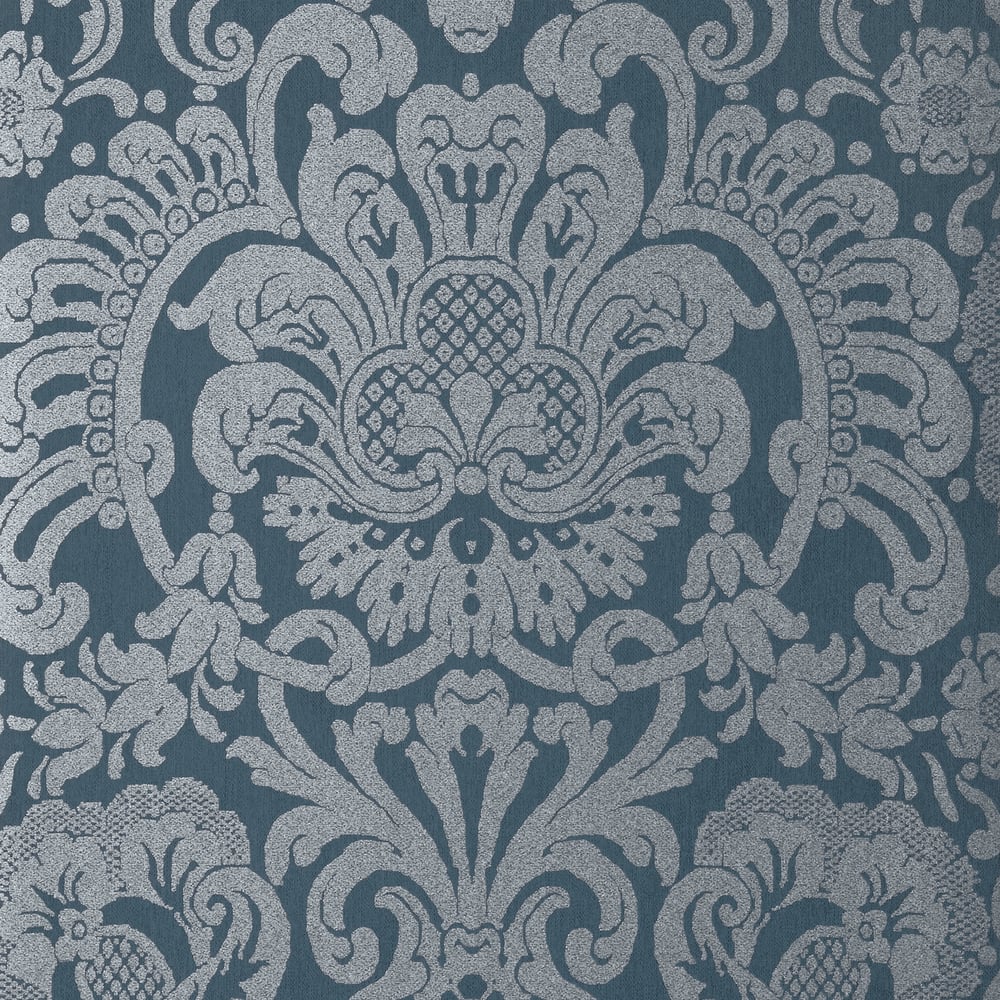 Thibaut T89107 DORIAN DAMASK Navy Wallpaper