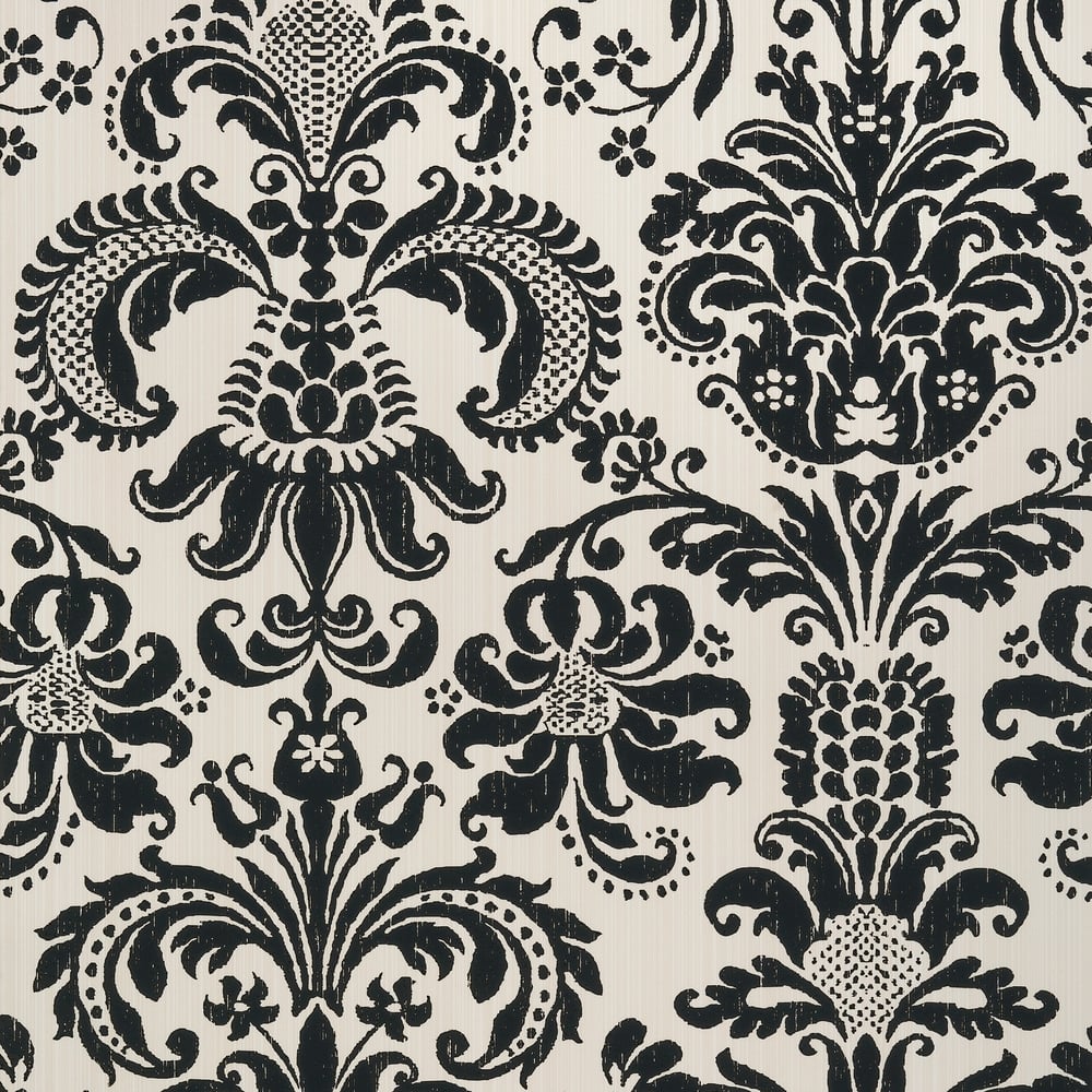 Thibaut T89167 ASHLEY Black on Cream Wallpaper