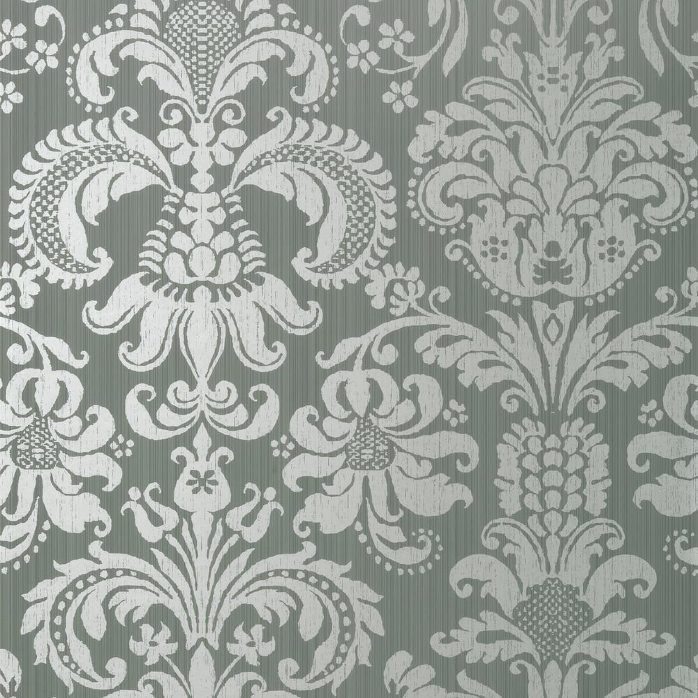 Thibaut T89171 ASHLEY Metallic Silver on Grey Wallpaper
